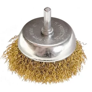 Escova Copo Circular em Aço com Fio Ondulado 50mm Dourada
