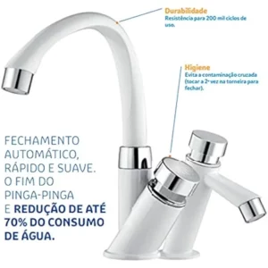 Torneira Automática Lavatório Bica Baixa Br/cr Tigre - Imagem 3