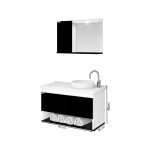 Conjunto Ajrorato Bergamo 83,5cm Suspenso Bco/preto - Imagem 3
