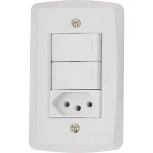 Conjunto 4" X 2" de 2 Interruptores Paralelos + 1 Tomada 2p+t 20a 250v - Tramontina