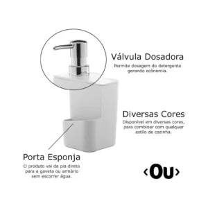 Dispenser P/detergente 650 Ml Branco - Imagem 3
