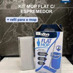 Kit Esfregao Mop Flat com Espremedor + Refil Mop Flat