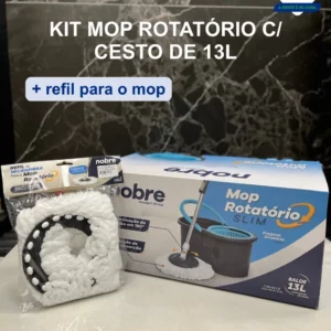 Kit Mop Rotatorio Slim + Refil Microfibra