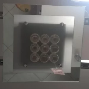 Plafon Quad 35cm Espelhado C/ Bolas Cristais Brunato