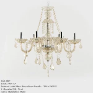 Lustre 6 Braços Torcido Champagne Adn 1169