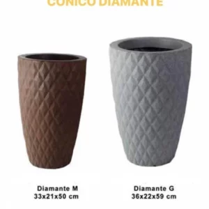 Vaso Jardim Conico Diamante G 36x22x59 Marrom/bege 1131