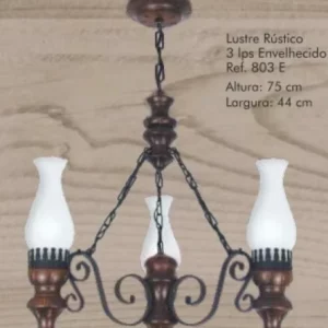 Lustre Rustico 803e 3 Lamp Envelhecido Muller