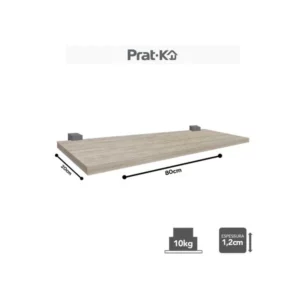 Prateleira Prat-k Nogueira 1,2x20x80cm Suporte Cinza (me Leve)