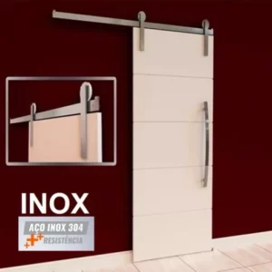 Kit P/porta Correr Trilho em Inox:304  2mt Polido Smart Stam