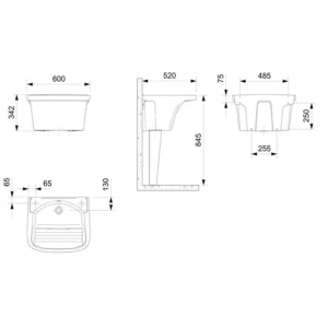 Tanque G 600 X 520mm com Mesa Branco