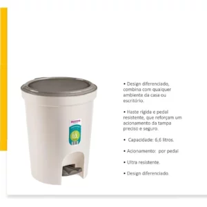 Lixeira Sanremo C/pedal 6,6l - Imagem 3