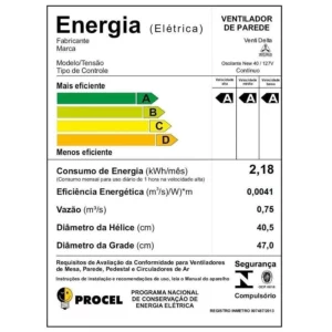 Ventilador Ventidelta Osc Parede 60cm Br 73-6423