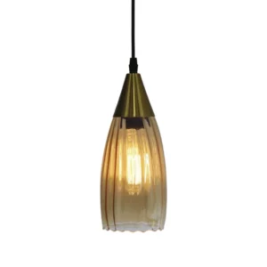 Pendente Taschibra Corcovado Canelado Conhaque 1xe27 Ouro