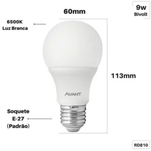 Lâmpada Led Bulbo 9w 6500k E27 - Avant
