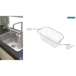 Cesto Aramado em Aço Inox para Cubas de Sobrepor e Undermount Morgana 60 Fx - Imagem 3