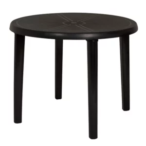 Mesa Plast Redonda Desmontavel Preta Mor
