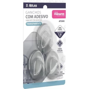 Atlas Gancho Adesivo 3pc 1,0kg Oval Transp